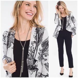 Chico's ruffle linen jacket in paisley 2 Petite